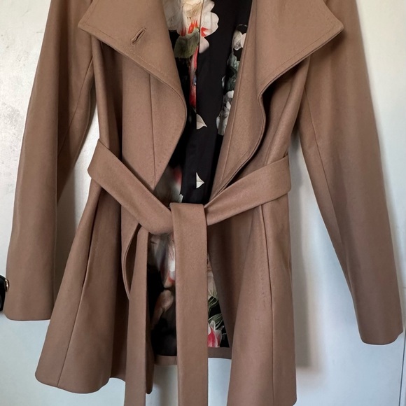Ted Baker wool wrap coat/jacket,pockets, belt,size:1 camel/cream/khaki neutals - Picture 7 of 16